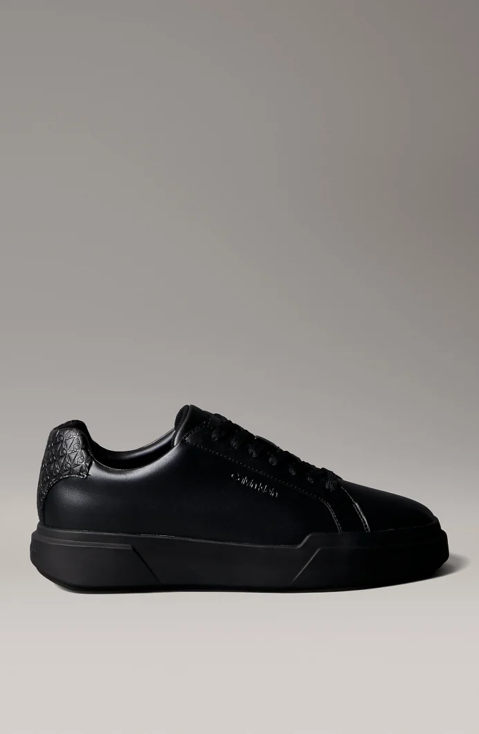 Calvin Klein Chunky Cupsole Bağcıklı Deri Tamamı Baskılı Erkek Siyah Sneaker HM0HM02070-0GJ