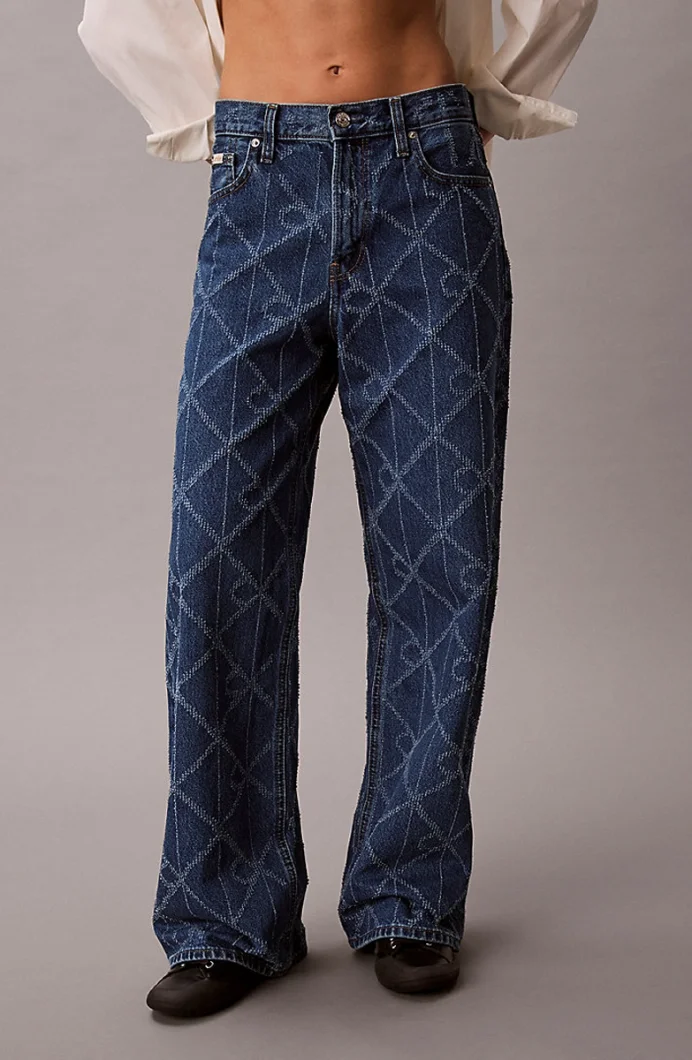 Calvin Klein Düşük Bel Bol Kesim CK Atlantic Kadın Mavi Jeans LV047D709G-YY2