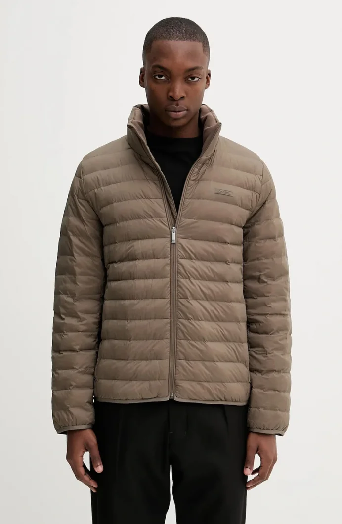 Calvin Klein Erkek Hafif Naylon Kapitone Şişme Kahverengi Ceket LV04LC506G-PDK