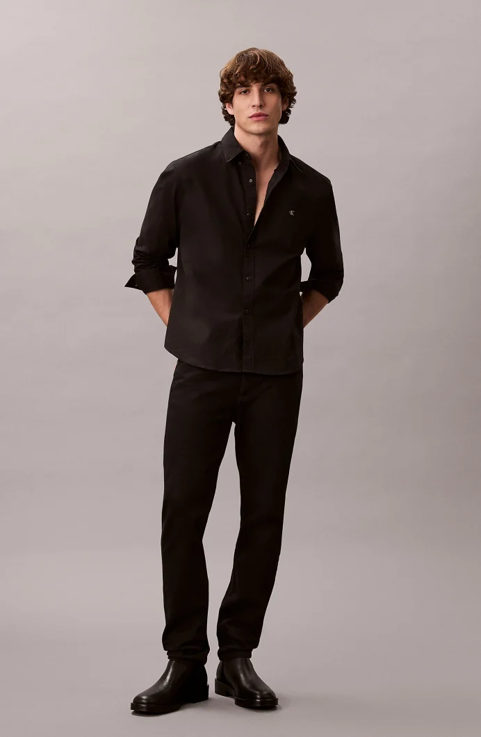 Calvin Klein Erkek Uzun Kollu Klasik Düz Oxford Siyah Gömlek LV140EM125-UB1