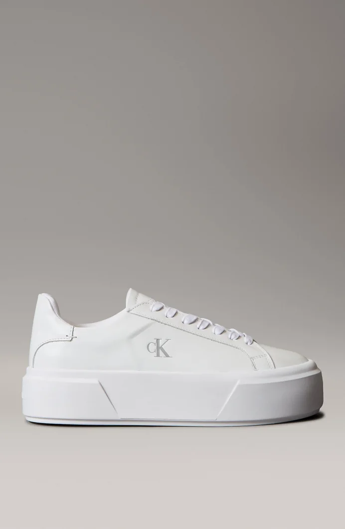 Calvin Klein Flatform Bağcıklı Deri Kadın Beyaz Sneaker YW0YW01928-0K4