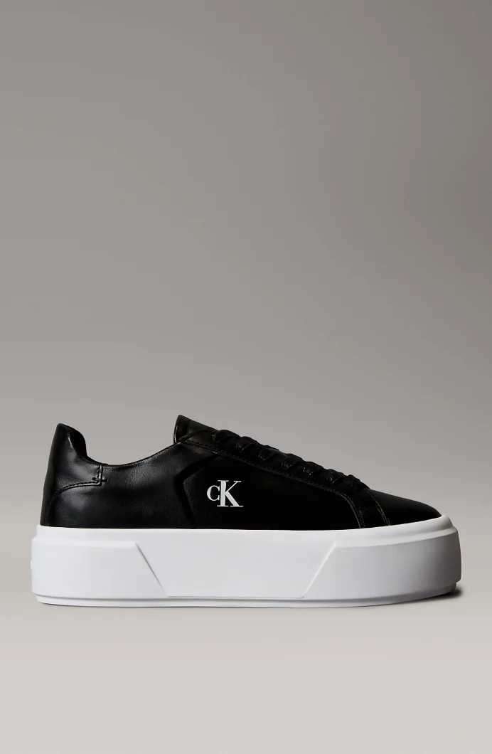 Calvin Klein Flatform Bağcıklı Deri Kadın Siyah Sneaker YW0YW01928-BEH