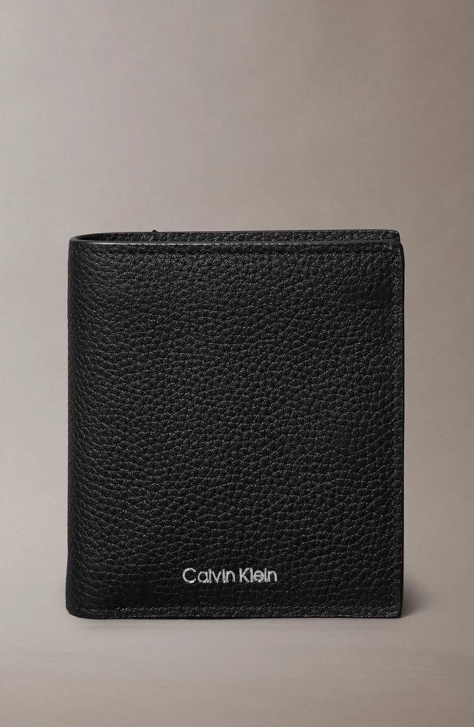 Calvin Klein Folyo Baskılı Dar Üç Katlı Kartlıklı Erkek Siyah Cüzdan LV04D1063G-UB1