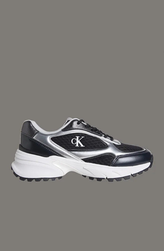 Calvin Klein Hike Runner Bağcıklı File Karışımlı Metalik Kadın Siyah Sneaker YW0YW02063-01L