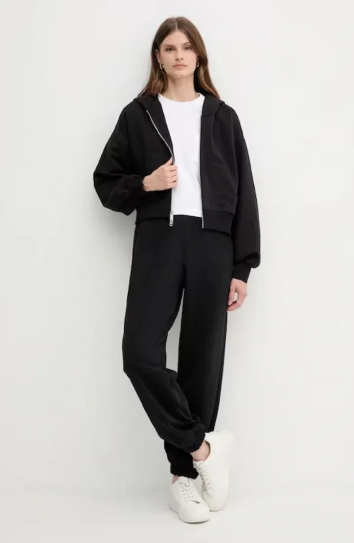 Calvin Klein A- FRENCH TERRY BADGE LOGO FZ HO Kadın Siyah Eşofman Üstü  LV047C216G-UB1