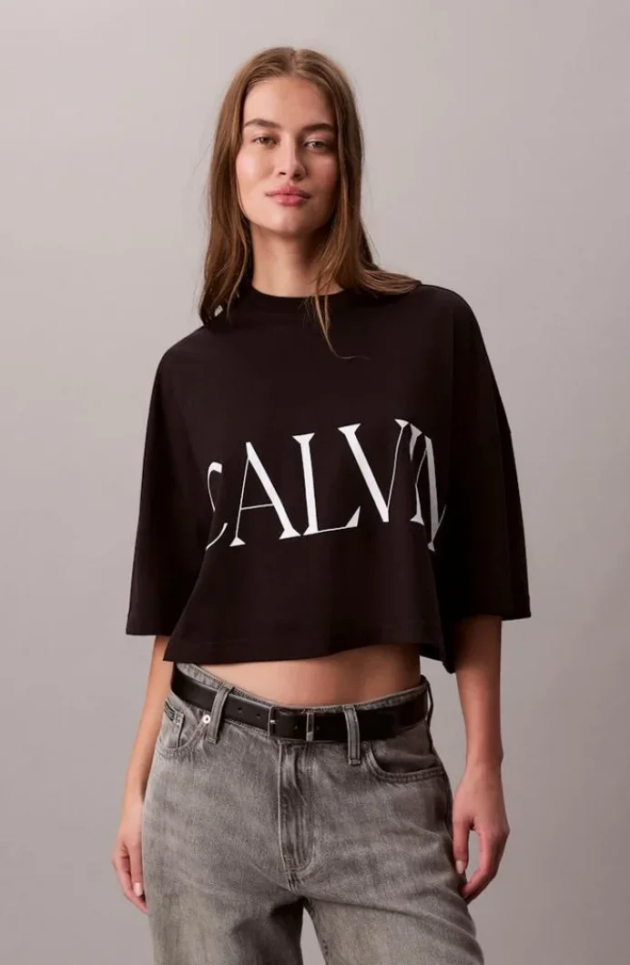 Calvin Klein Calvin Klein Kısa Grafik Baskılı Kısa Kollu Kadın Siyah T-shirt LV047D206G-UB1