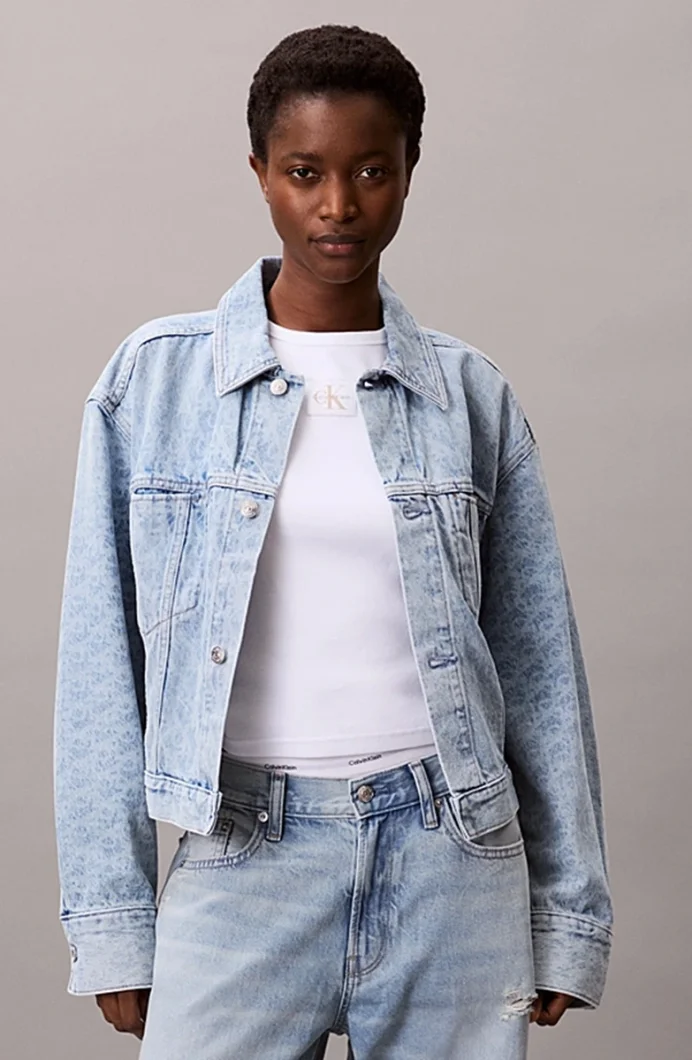 Calvin Klein Kadın Beli Büzgülü CK Logolu Mavi Ceket LV047C782G-X0S