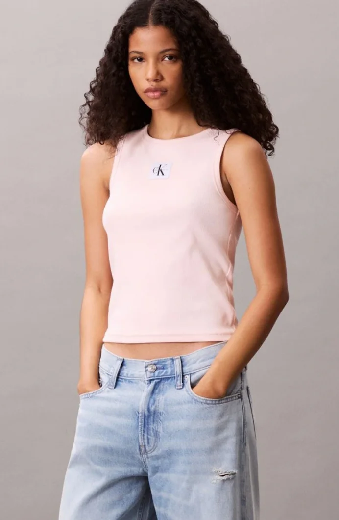 Calvin Klein Kadın Etiketli Pamuklu Fitilli Pembe Bluz LV047C201G-VI7