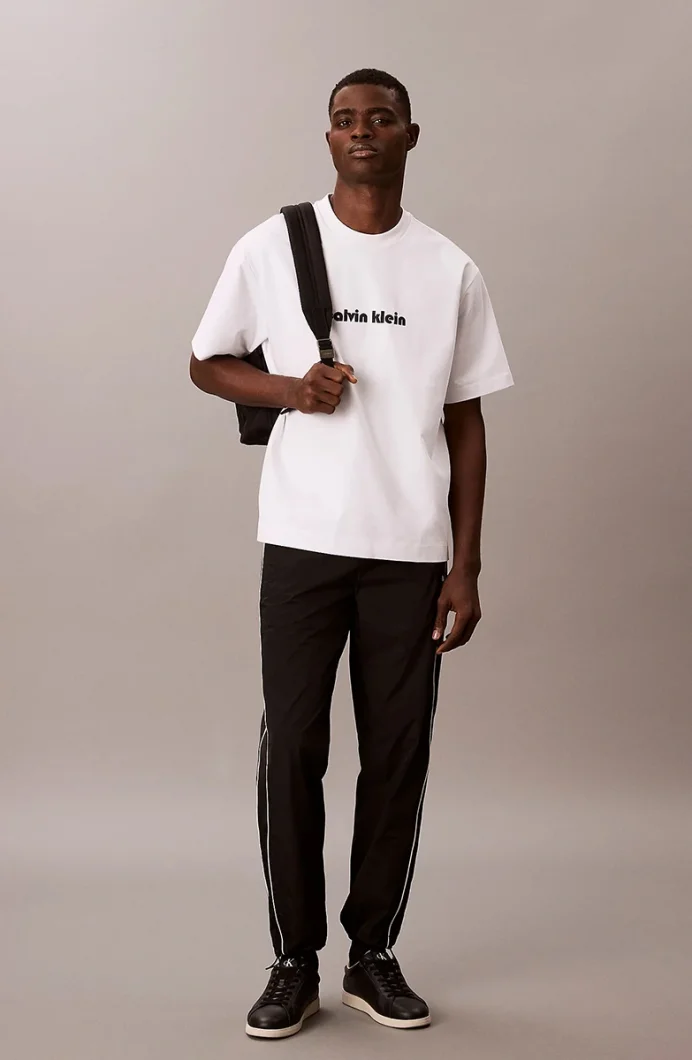 Calvin Klein Rahat Kesim Kırışık Eşofman Altı Erkek  Beyaz Pantolon LV04RC522G-UB1