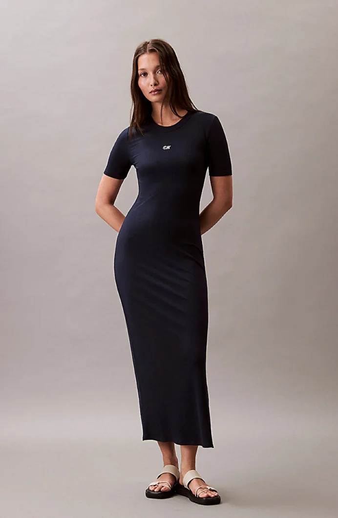 Calvin Klein Rib Kadın Mavi Elbise LV044C902G-CEF