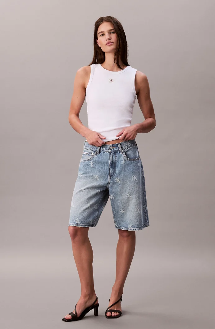 Calvin Klein Kadın Etiketli Pamuklu Fitilli Beyaz Bluz LV047C201G-YAA