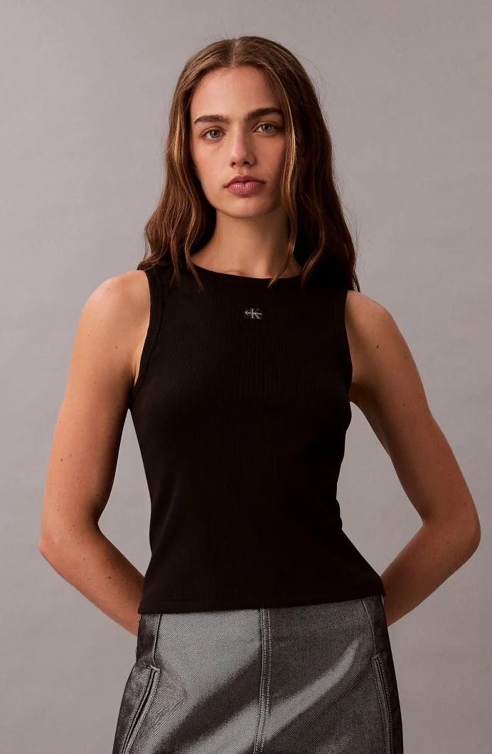 Calvin Klein Kadın Etiketli Pamuklu Fitilli Siyah Bluz LV047C201G-UB1