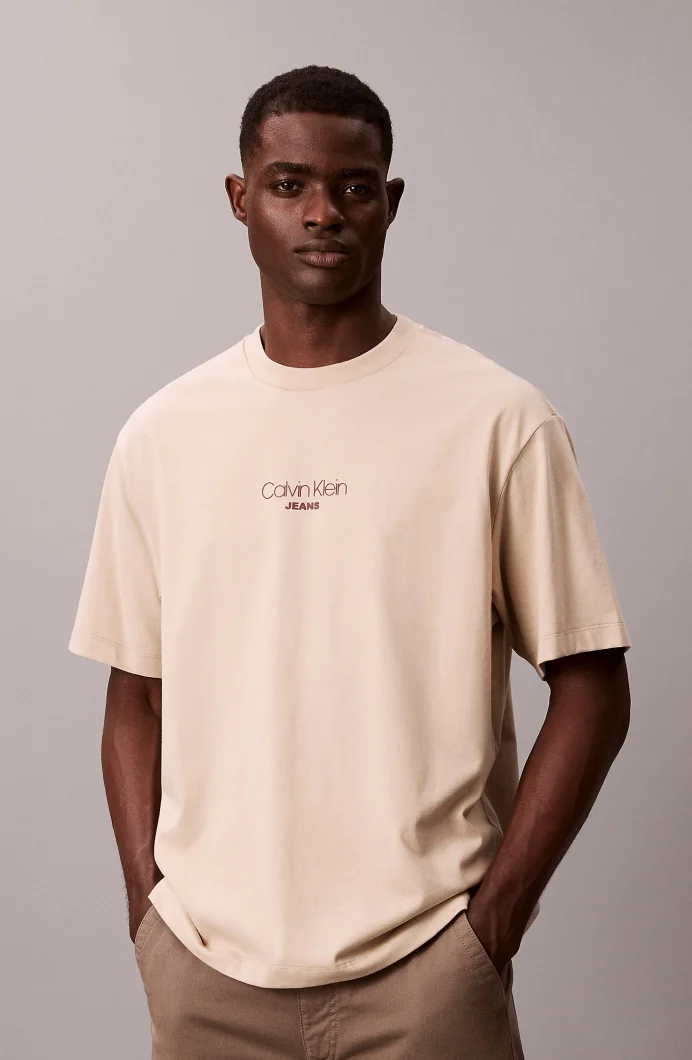 Calvin Klein Kısa Kollu 16S Rahat Kesim CKJ Grafikli Erkek Kahverengi T-shirt LV04RC851G-2F2