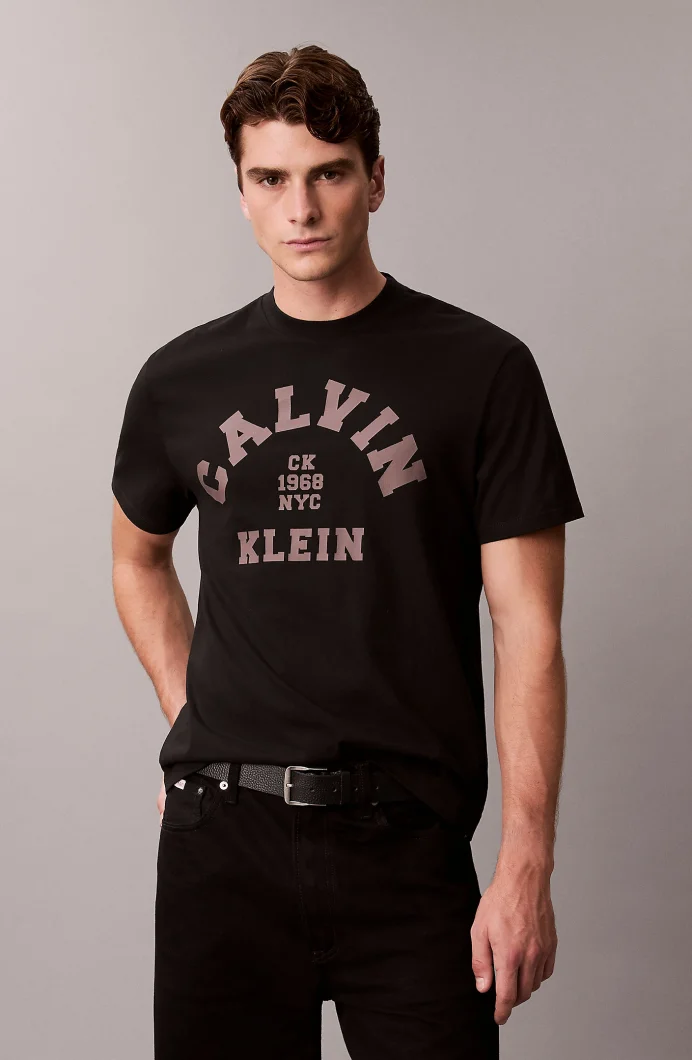Calvin Klein Kısa Kollu 20s LN Calvin College Grafik Baskılı Erkek Siyah T-shirt LV04RE810G-UB1