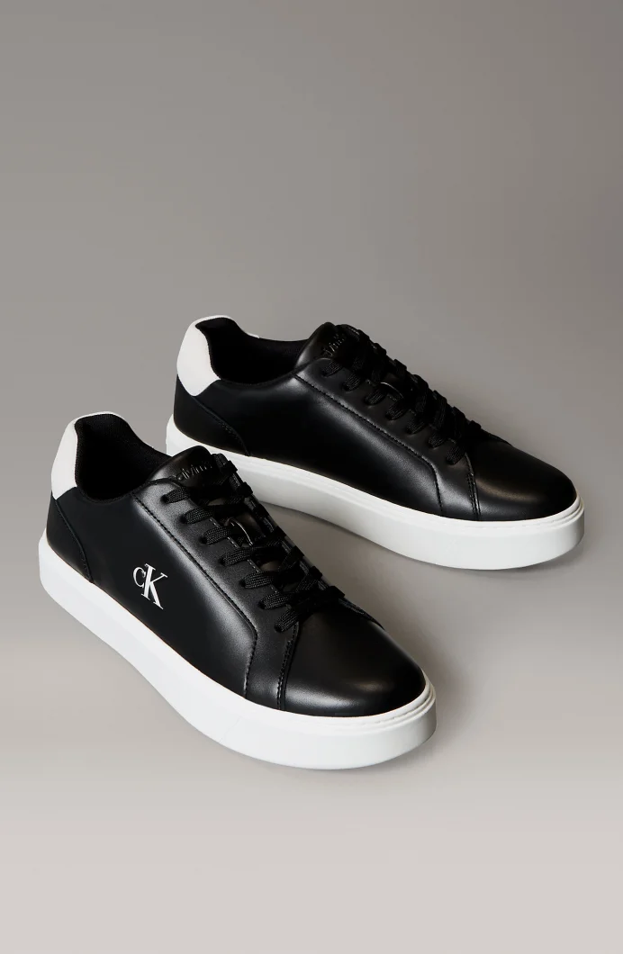 Calvin Klein Klasik Düz Tabanlı Bağcıklı Deri Erkek Siyah Sneaker YM0YM01435-0GM