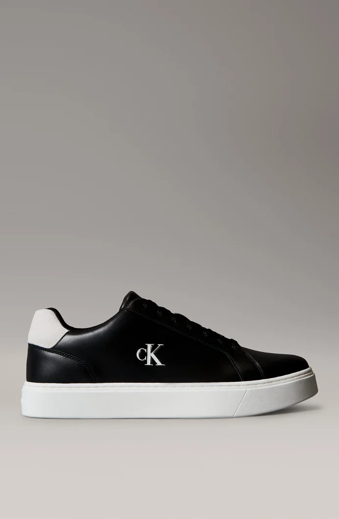 Calvin Klein Klasik Düz Tabanlı Bağcıklı Deri Erkek Siyah Sneaker YM0YM01435-0GM