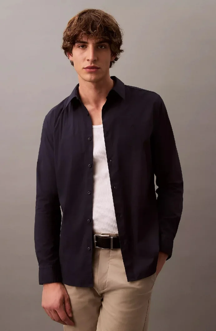 Calvin Klein LS SOLID STRETCH SLIM SHIRT Erkek MAVİ Gömlek LV04LB145G-CEF