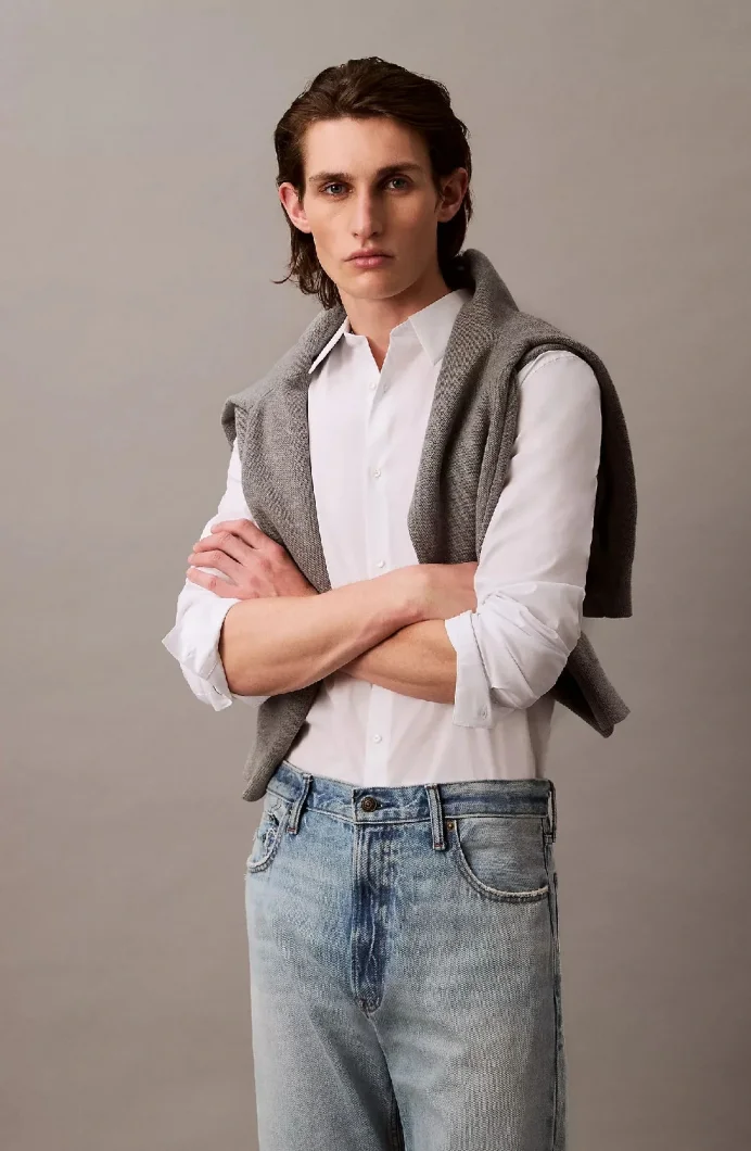 Calvin Klein LS SOLID STRETCH SLIM SHIRT Erkek BEYAZ Gömlek LV04LB145G-YAA