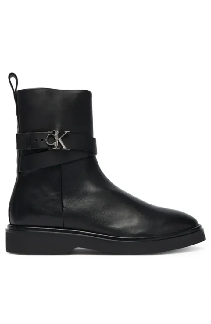 Calvin Klein Metal Logolu Bilek Boy Kadın Siyah Bot HW0HW02663-BEH