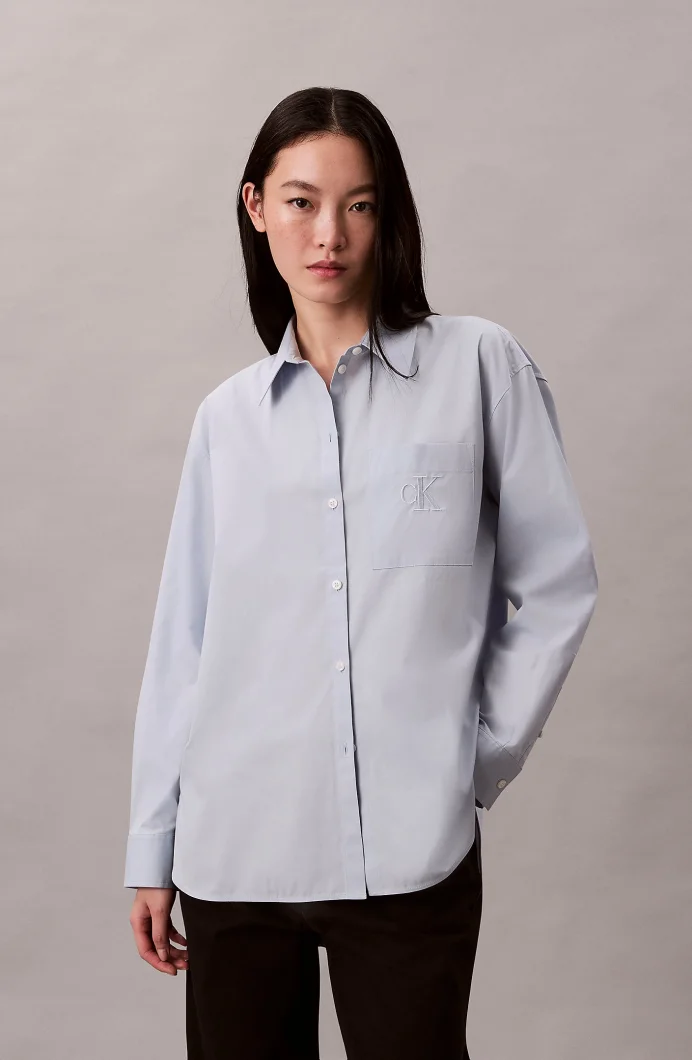 Calvin Klein Poplin Rahat Kesim Kadın Gri Gömlek LV047C143G-24Q