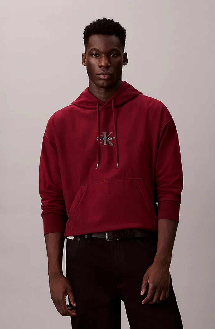 Calvin Klein Premium Penye Mikro Monologolu Erkek Kırmızı Sweatshirt LV04RC281G-WCV