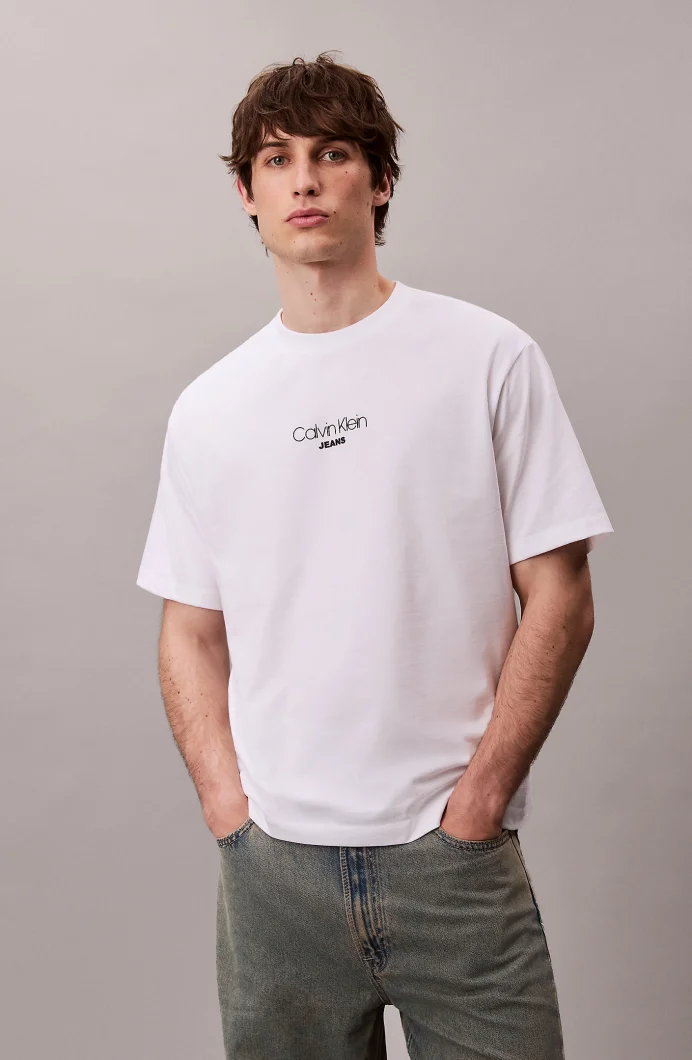 Calvin Klein Ss Graphic Tee Erkek Beyaz T-shirt LV04RC851G-YAA