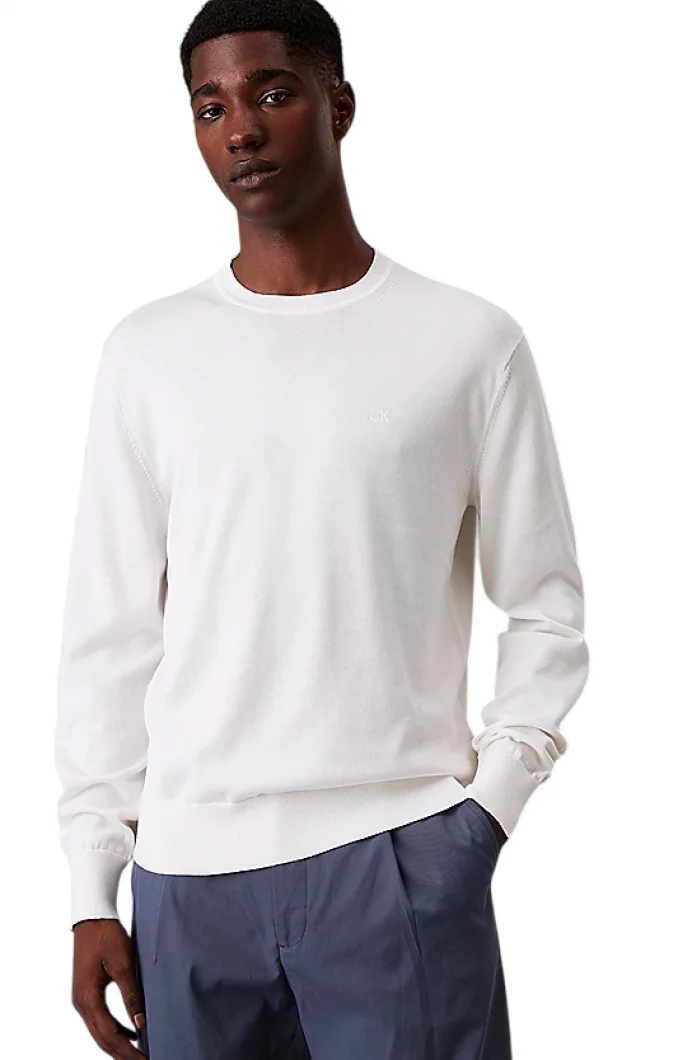 Calvin Klein Supima Cotton Erkek Beyaz Sweatshirt LV040BM343-YAS