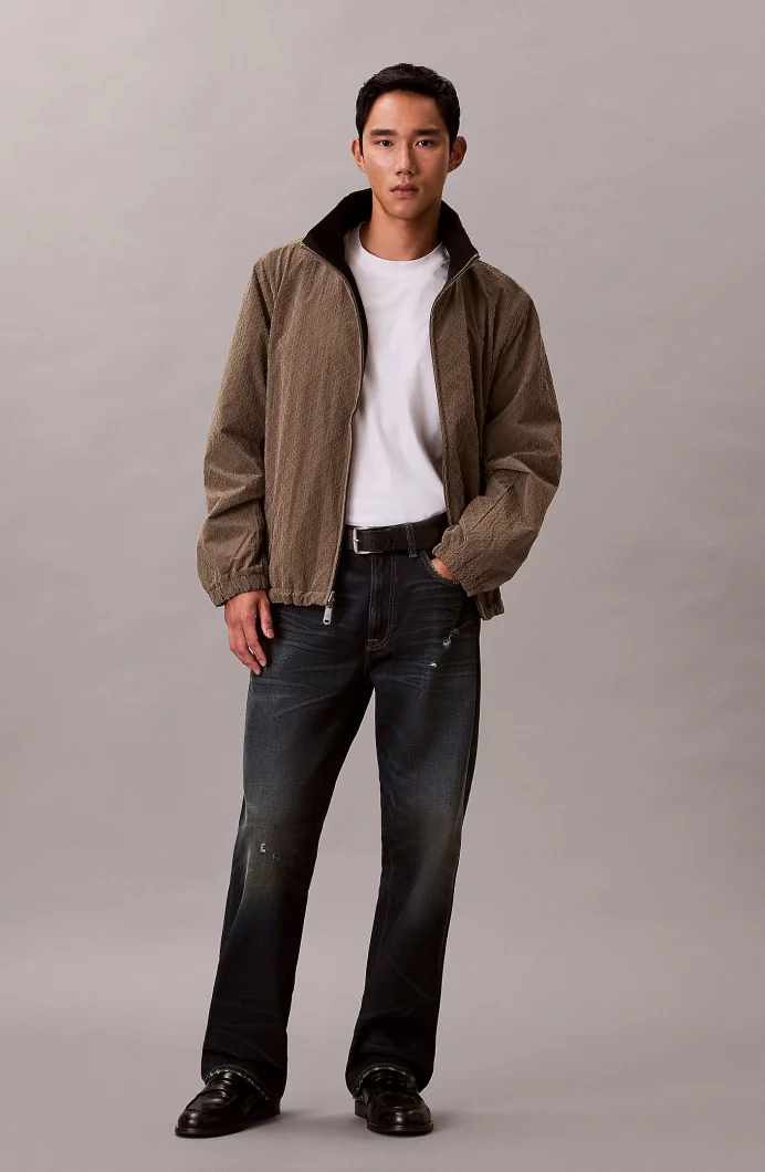 Calvin Klein Uzun Kollu Naylon Tamamı Baskılı Dolgusuz Çift Taraflı Erkek Gri Ceket LV14RE522G-PAY