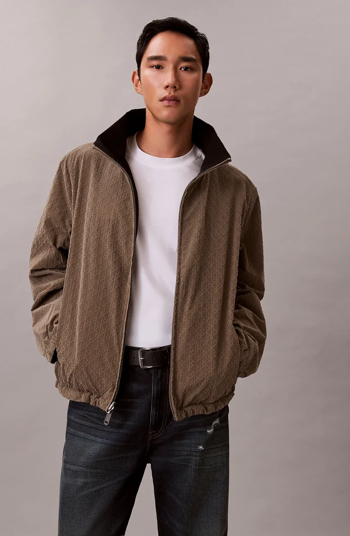 Calvin Klein Uzun Kollu Naylon Tamamı Baskılı Dolgusuz Çift Taraflı Erkek Gri Ceket LV14RE522G-PAY