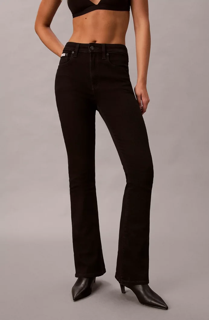 Calvin Klein Yüksek Bel İspanyol Paça CK Klasik Siyah Kadın Siyah Jeans LV047B942G-JW4