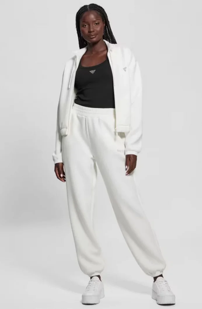 Guess Cecılıa Scuba Zıp Sweatshırt Kadın Krem Eşofman Üstü V4BQ14K7UW2-G6K5