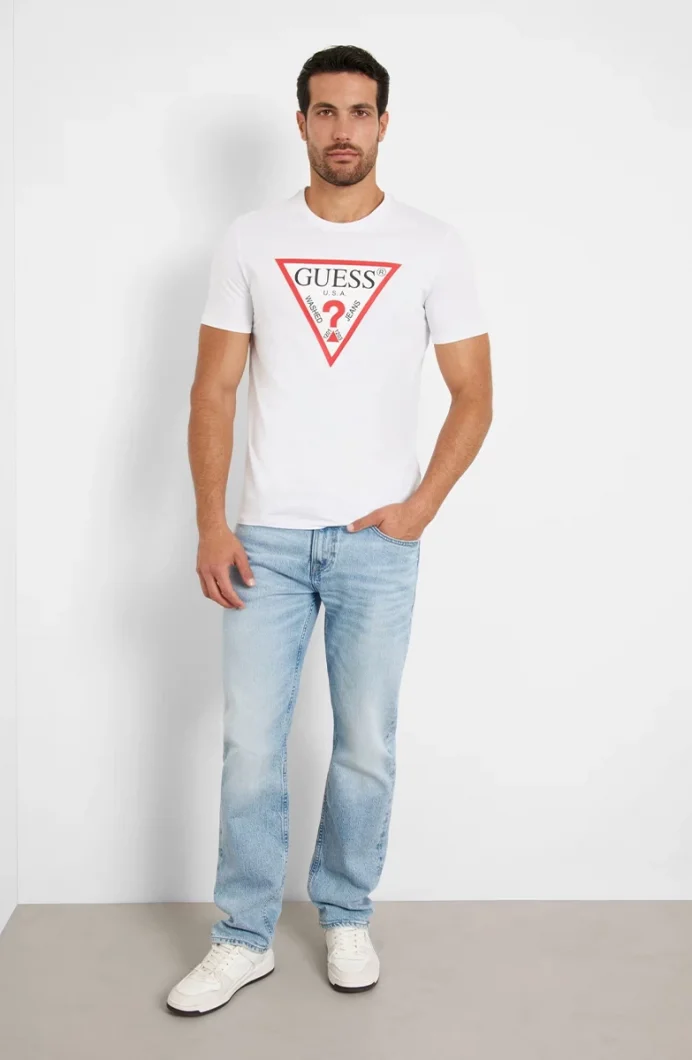 Guess Original Logo Erkek Beyaz Slim Fit T-Shirt M2YI71I3Z14-G011