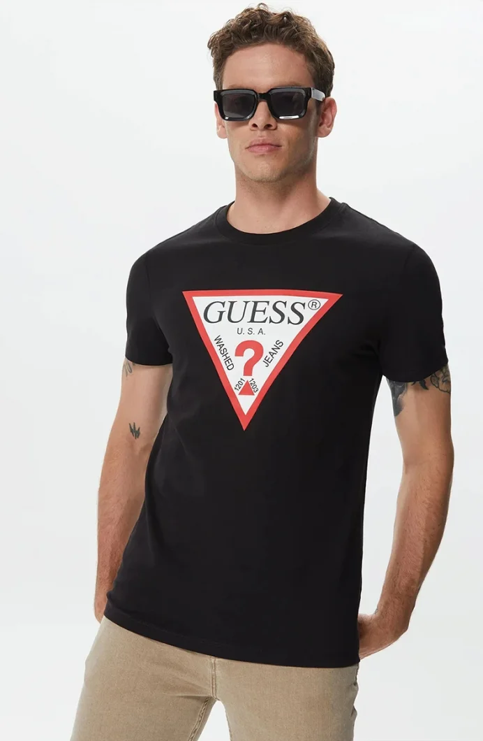 Guess Original Logo Erkek Siyah Slim Fit T-Shirt M2YI71I3Z14-JBLK