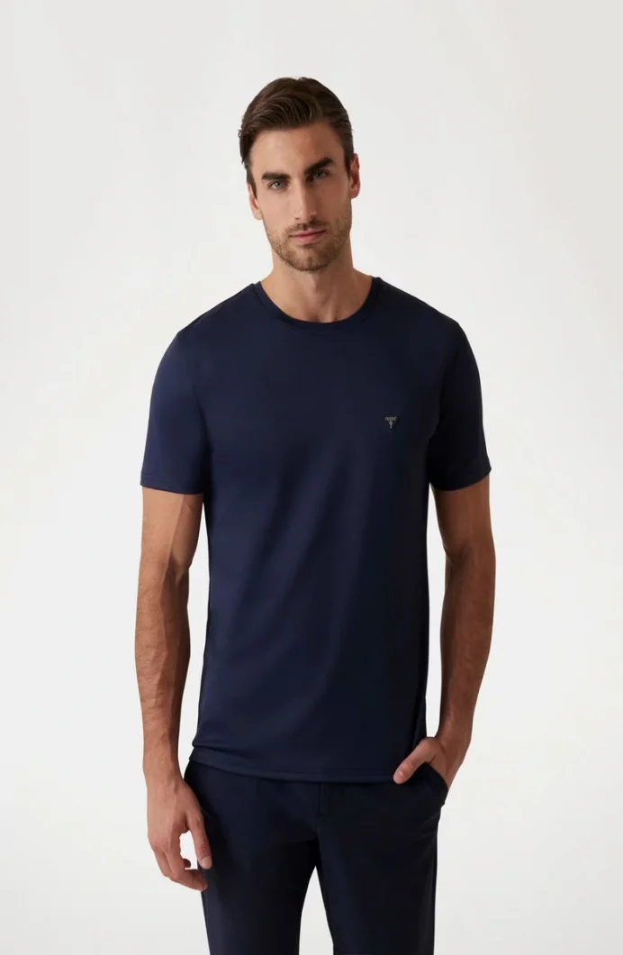 Guess Tech Stretch Erkek Lacivert Slim Fit T-Shirt M4YI60KCBM0-G7V2