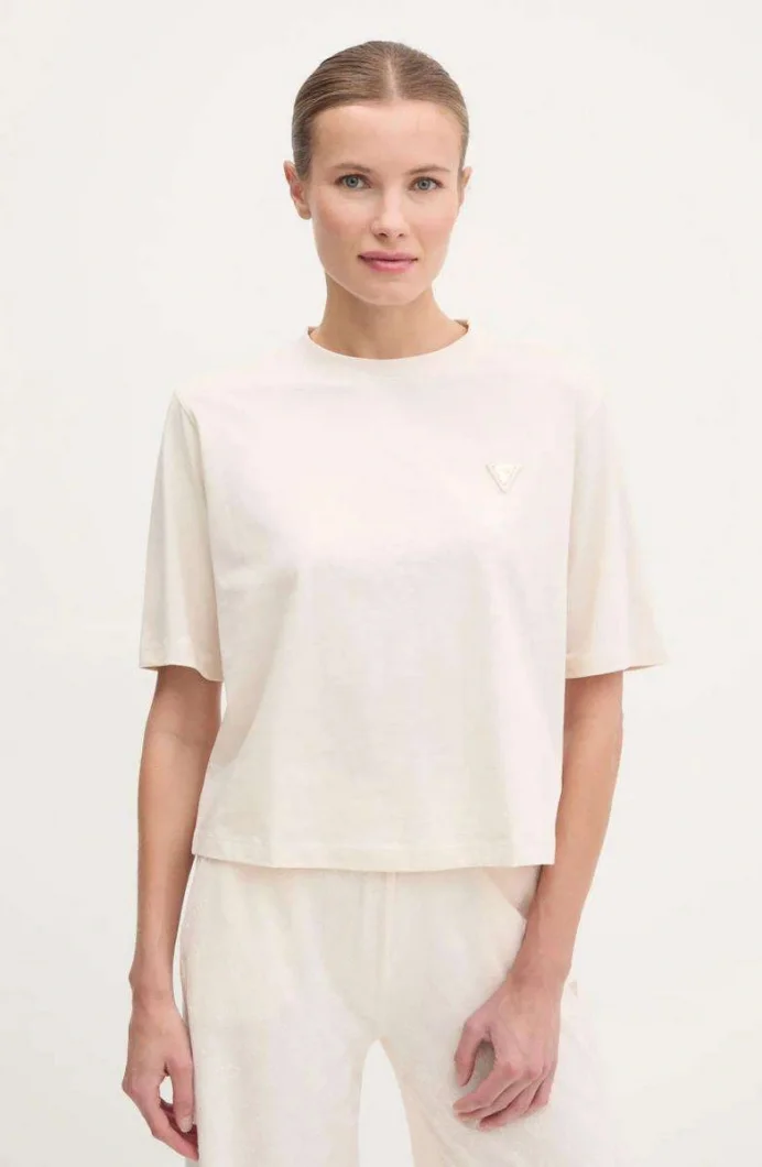 Guess Colette Kadın Krem Aktif Boxy Fit T-Shirt V4BI21I3Z14-G6K5