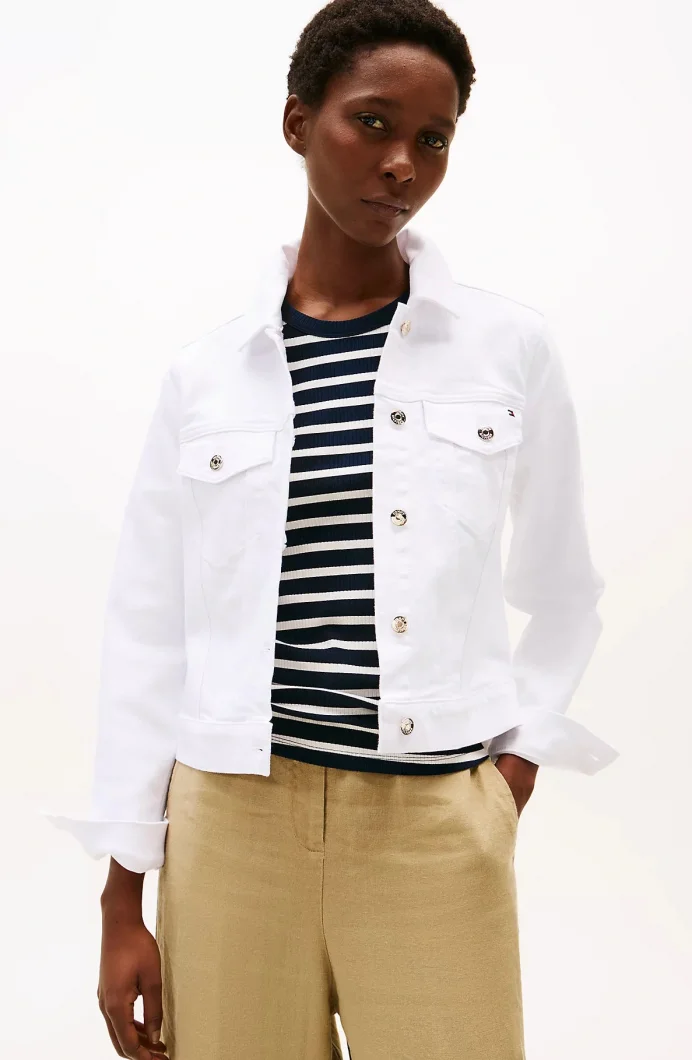 Tommy Hilfiger DNM SLIM JACKET WHITE Kadın  Ceket WW0WW44374YCF