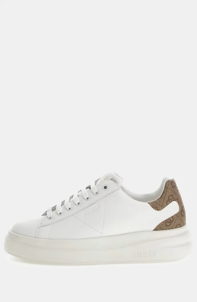 Guess Elbina Kadın Ekru Deri Sneaker FLJELBFAL12-WHBEI