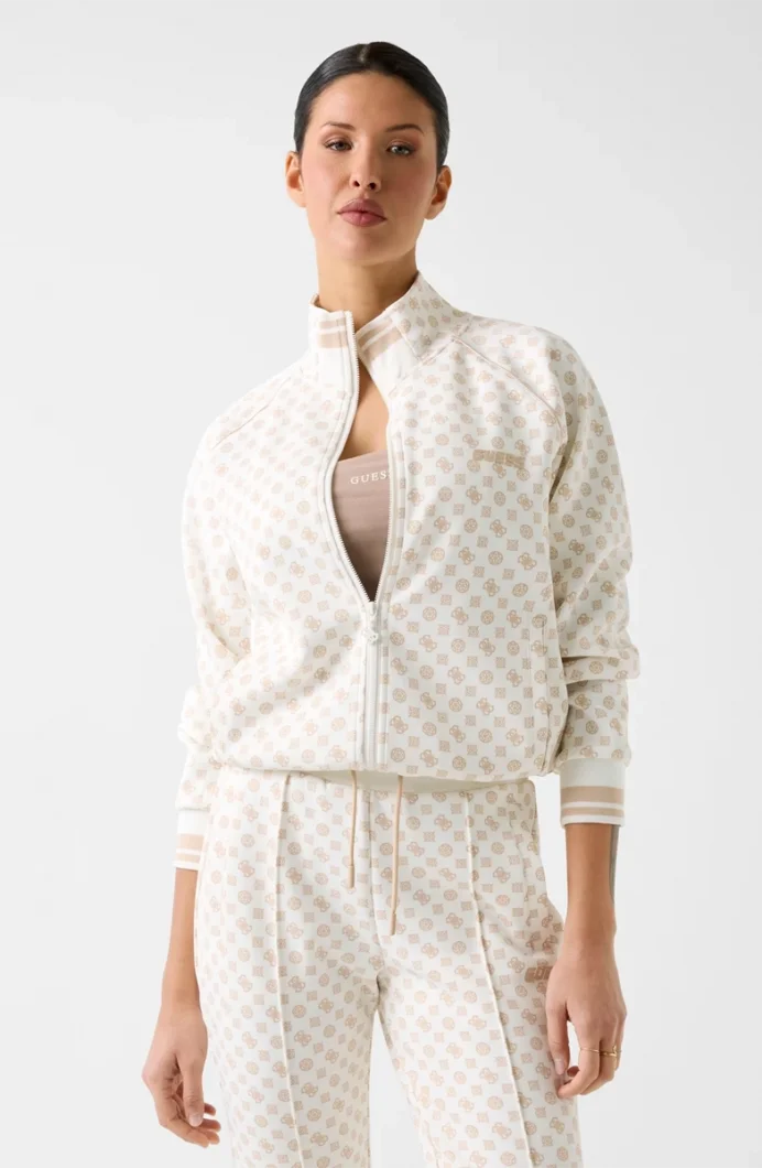 Guess Aggie Tam Fermuarlı Kadın Krem Eşofman Üstü  V5YQ03KB212-P0OR