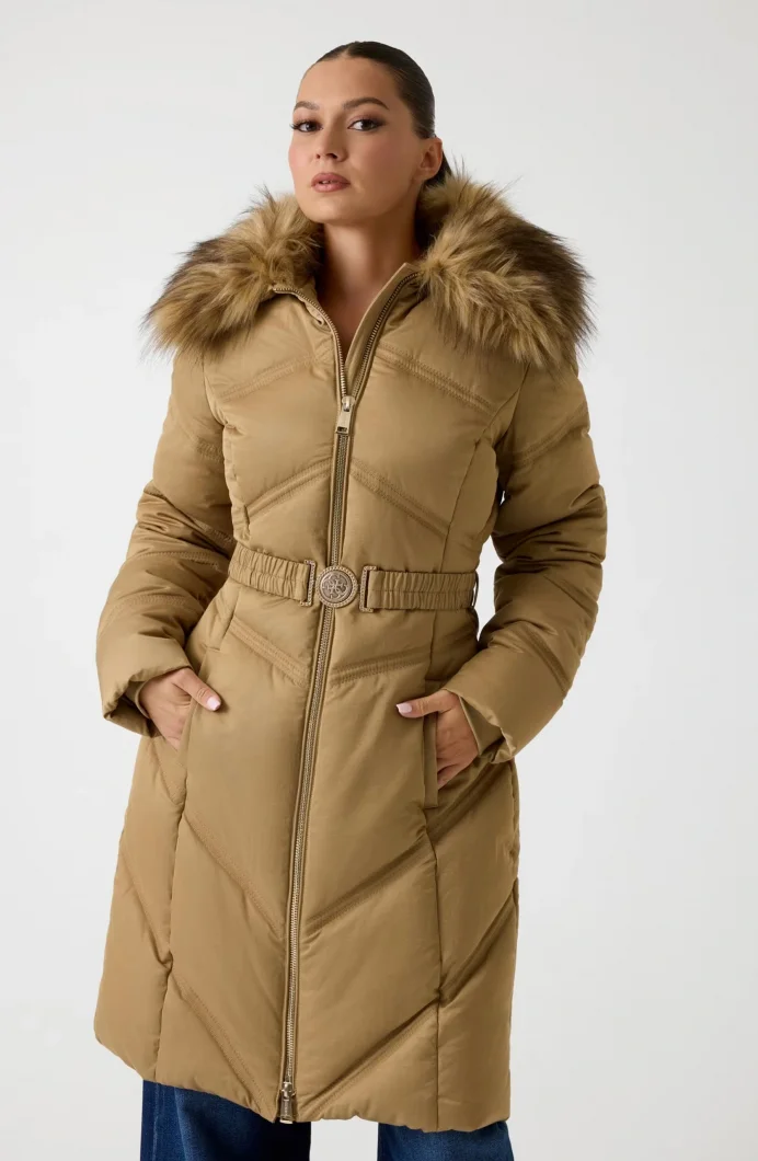 Guess Alienor Kadın Bej Kemerli  Şişme  Mont W5BL33WG092-F14Z