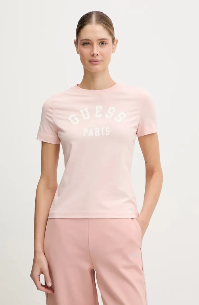 Guess Anita Bisiklet Yaka Kısa Kollu Kadın Pembe T-shirt V6RI15J1314-G66E