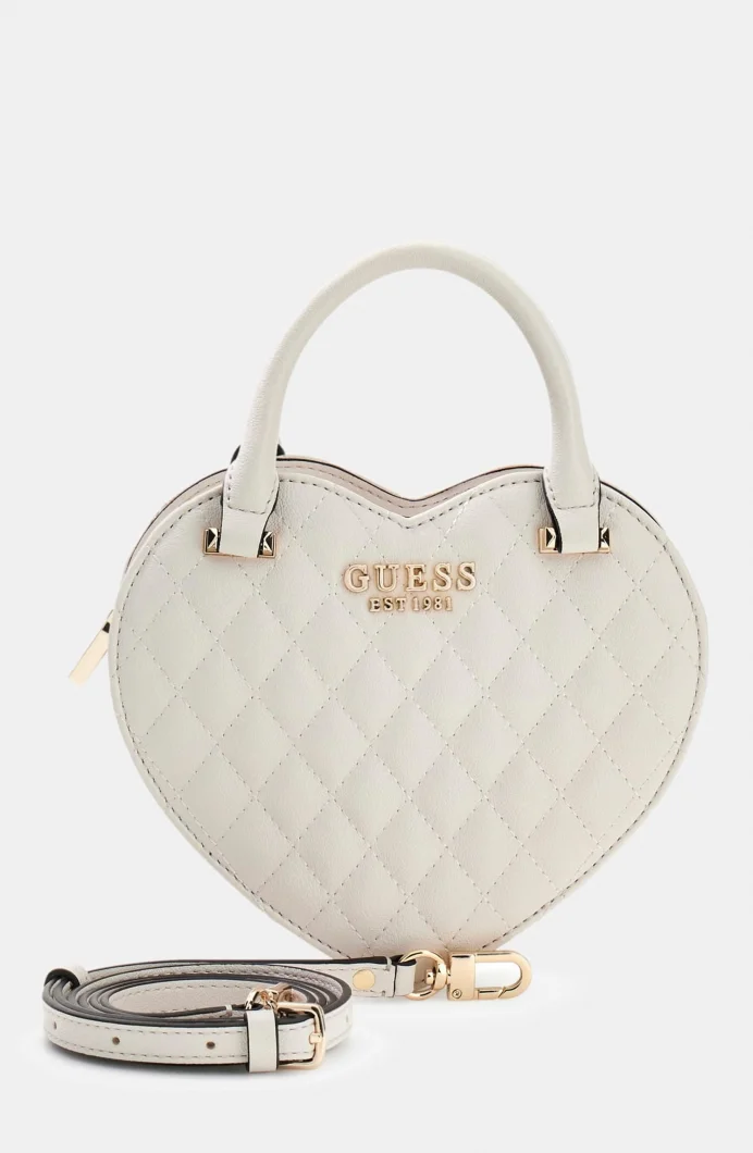 Guess Atabey Kalp Şekilli Kadın Beyaz Çapraz Çanta HWQG9894770-OFF
