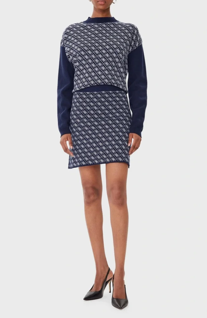 Guess Aubrey Kadın Lacivert A Kesim Yün Karışımlı Triko Etek W5BD81Z3JD2-FBDI