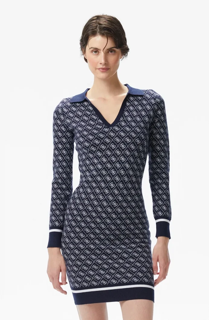 Guess Aubrey Kadın Lacivert Yün Karışımlı Triko Elbise W5BK25Z3JD2-FBDI