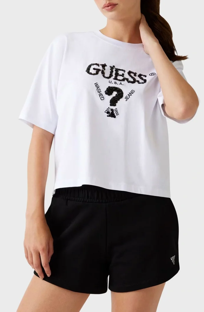 Guess Aurélie Kadın Beyaz Aktif Boxy Fit T-Shirt V4YI06I3Z14-G011