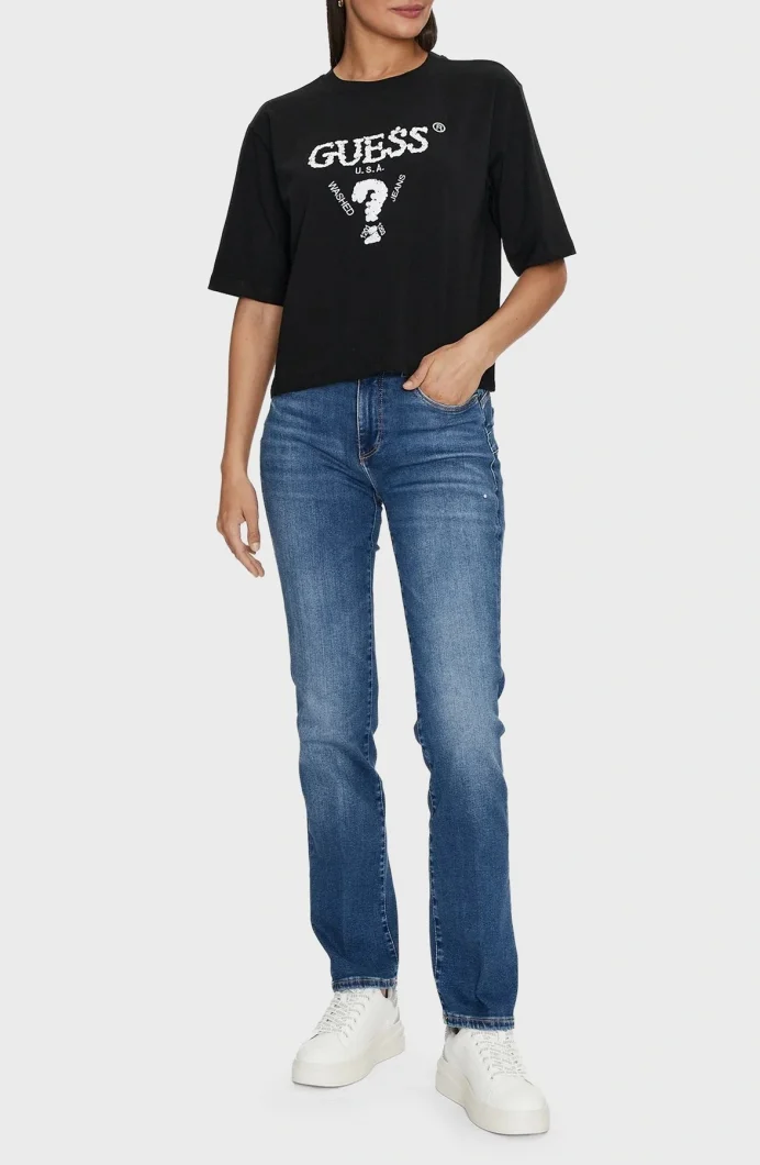 Guess Aurélie Kadın Krem Aktif Boxy Fit T-Shirt V4YI06I3Z14-FJ8N