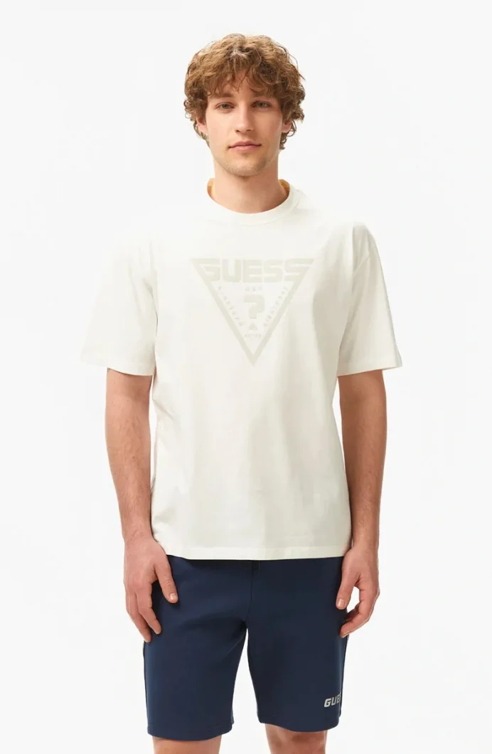 Guess Azha Erkek Beyaz Aktif Oversize Fit T-Shirt Z4BI02I3Z14-G018