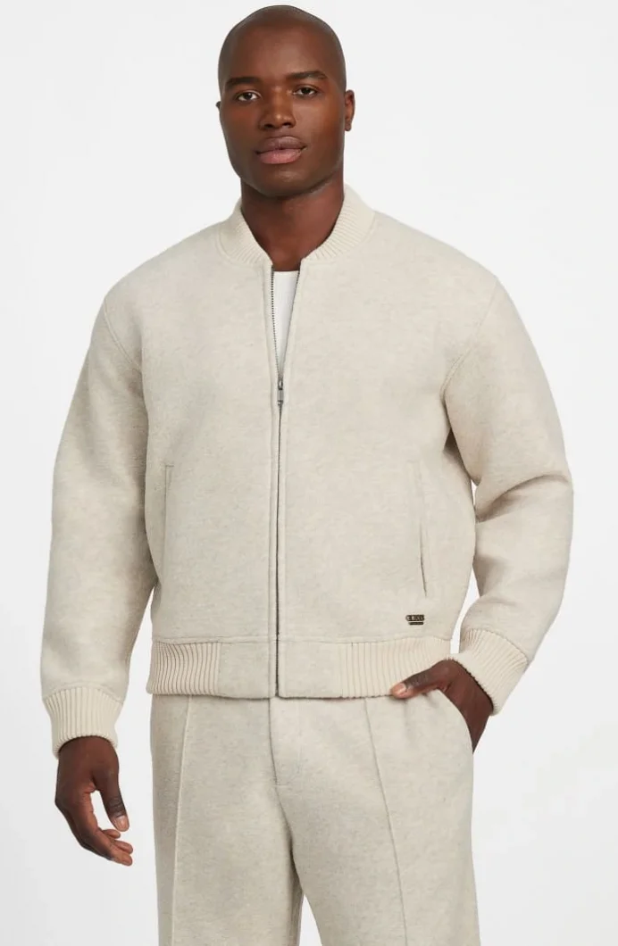Guess Bomb Erkek Krem Yün Karışımlı Scuba Ceket M5BQ22K7640-LOH