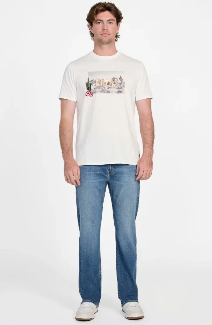 Guess Cactus Erkek Beyaz Regular Fit T-Shirt M5YI45KBW41-G018