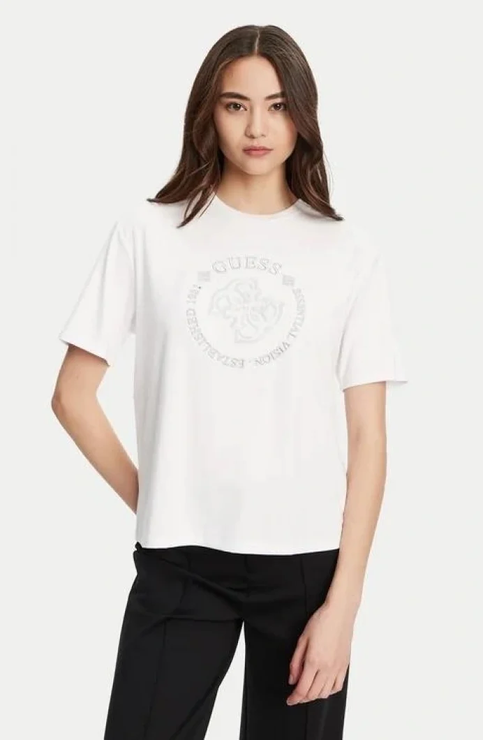 Guess Carla Kadın Beyaz Aktif Boxy Fit T-Shirt V5YI05KCOA2-G011