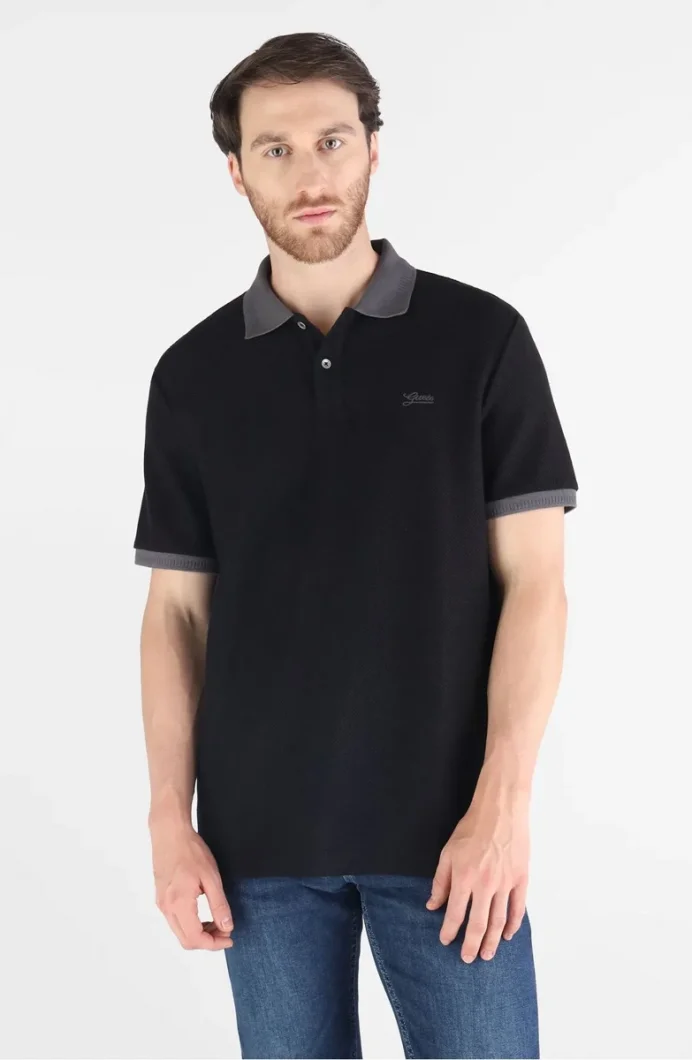 Guess Cotton Erkek Siyah Regular Fit Polo T-Shirt M5BP05K0891-JBLK